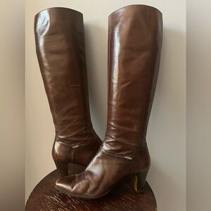 Vintage Salvatore Ferragamo Brown Leather Tall Boots